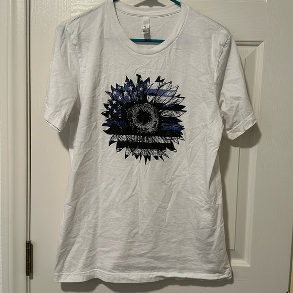 Tops - Thin blue line sunflower tee